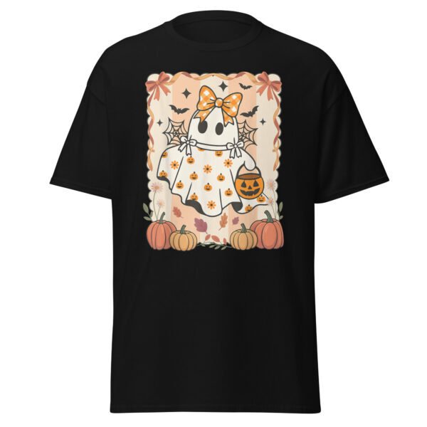 Ghost with Bow Preppy Halloween Pumpkin Season Women Kids T-Shirt