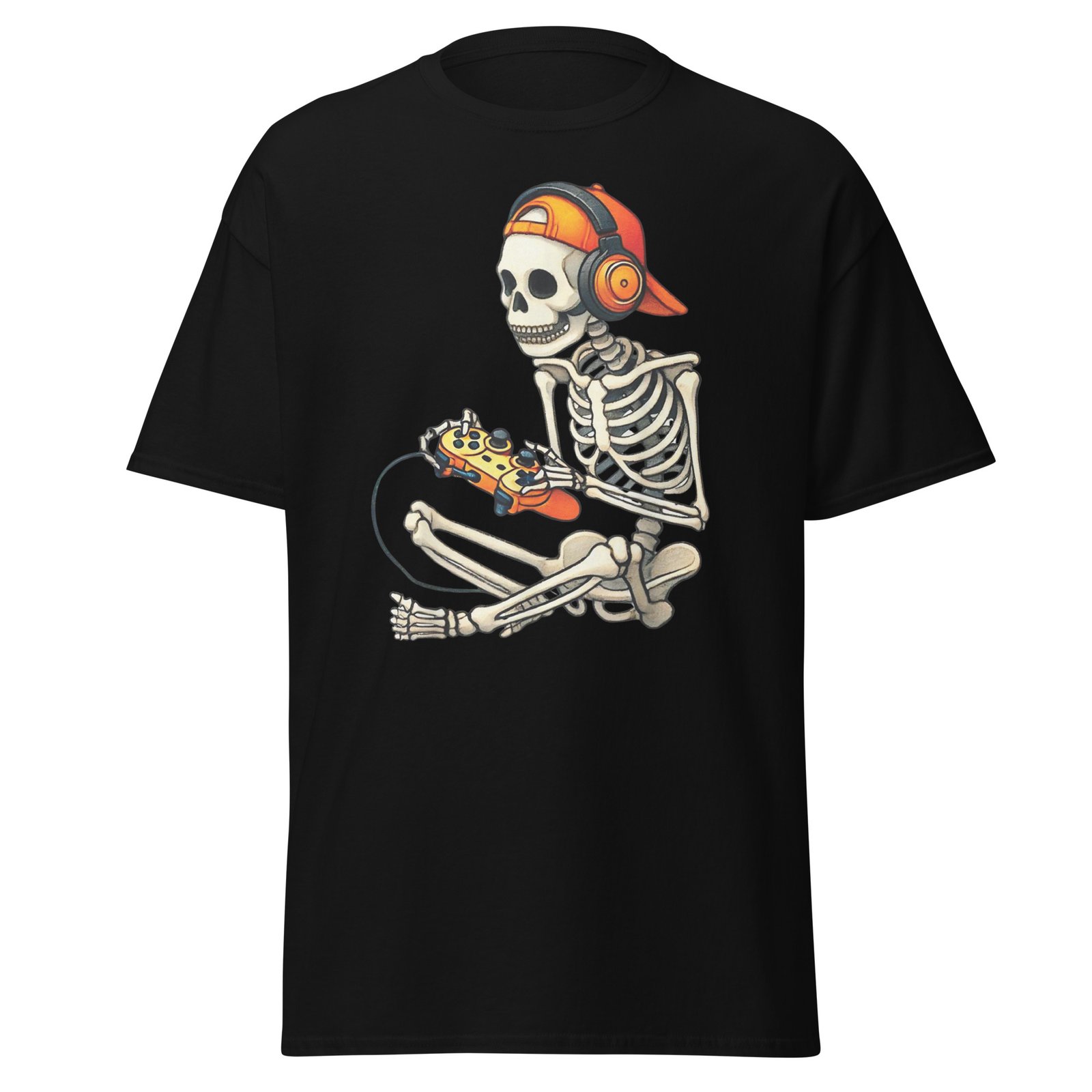 Halloween Skeleton Gamer Video Gaming Boys Men Tees T-Shirt