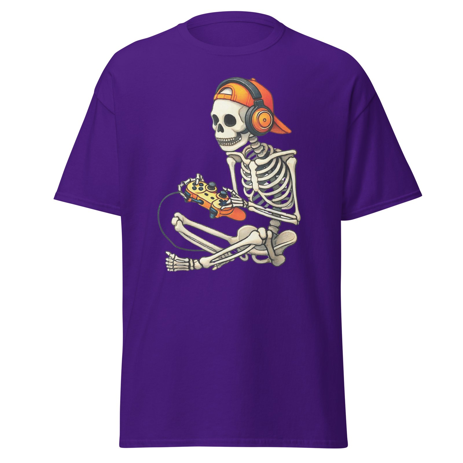 Halloween Skeleton Gamer Video Gaming Boys Men Tees T-Shirt - Image 4