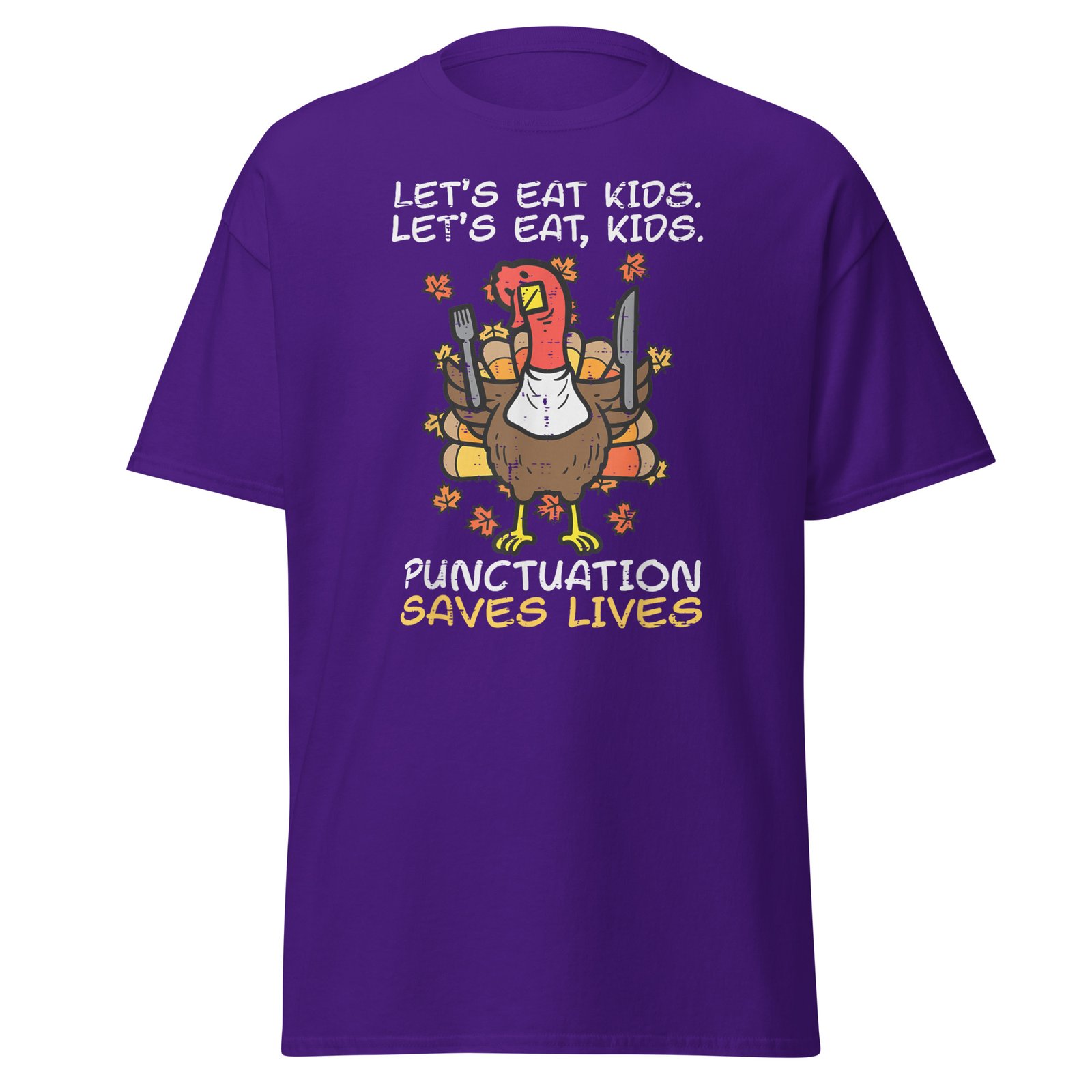 Funny Thanksgiving Teacher Turkey Lets Eat Kids Punctuation T-Shirt - Image 5