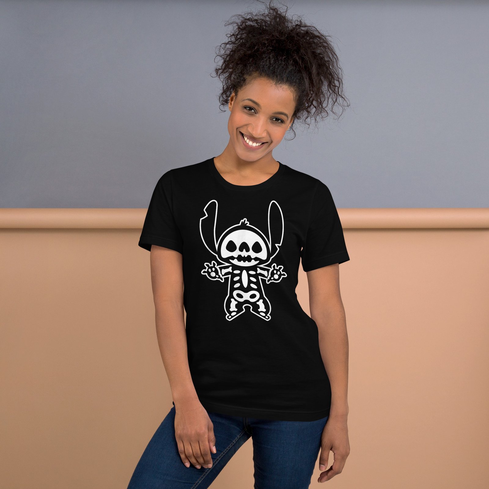 Stitch Halloween Skeleton T-Shirt - Image 2