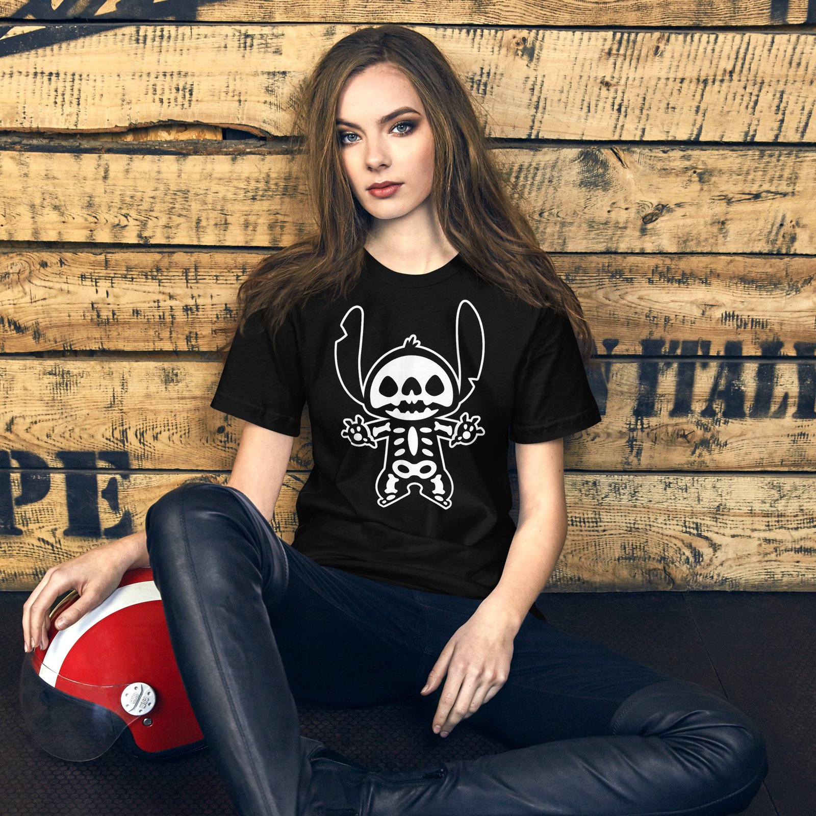 Stitch Halloween Skeleton T-Shirt - Image 3