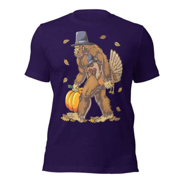 Bigfoot Pilgrim Turkey Pumpkin Thanksgiving Day T-Shirt
