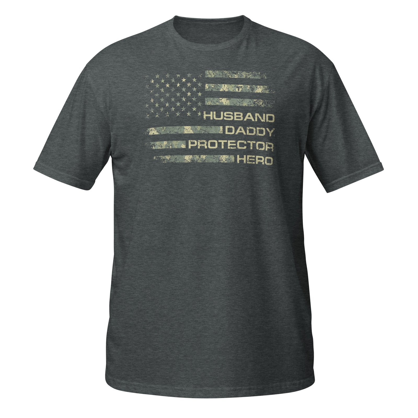 Husband Daddy Protector Hero Camo Flag Men Patriotic T-Shirt - Image 5