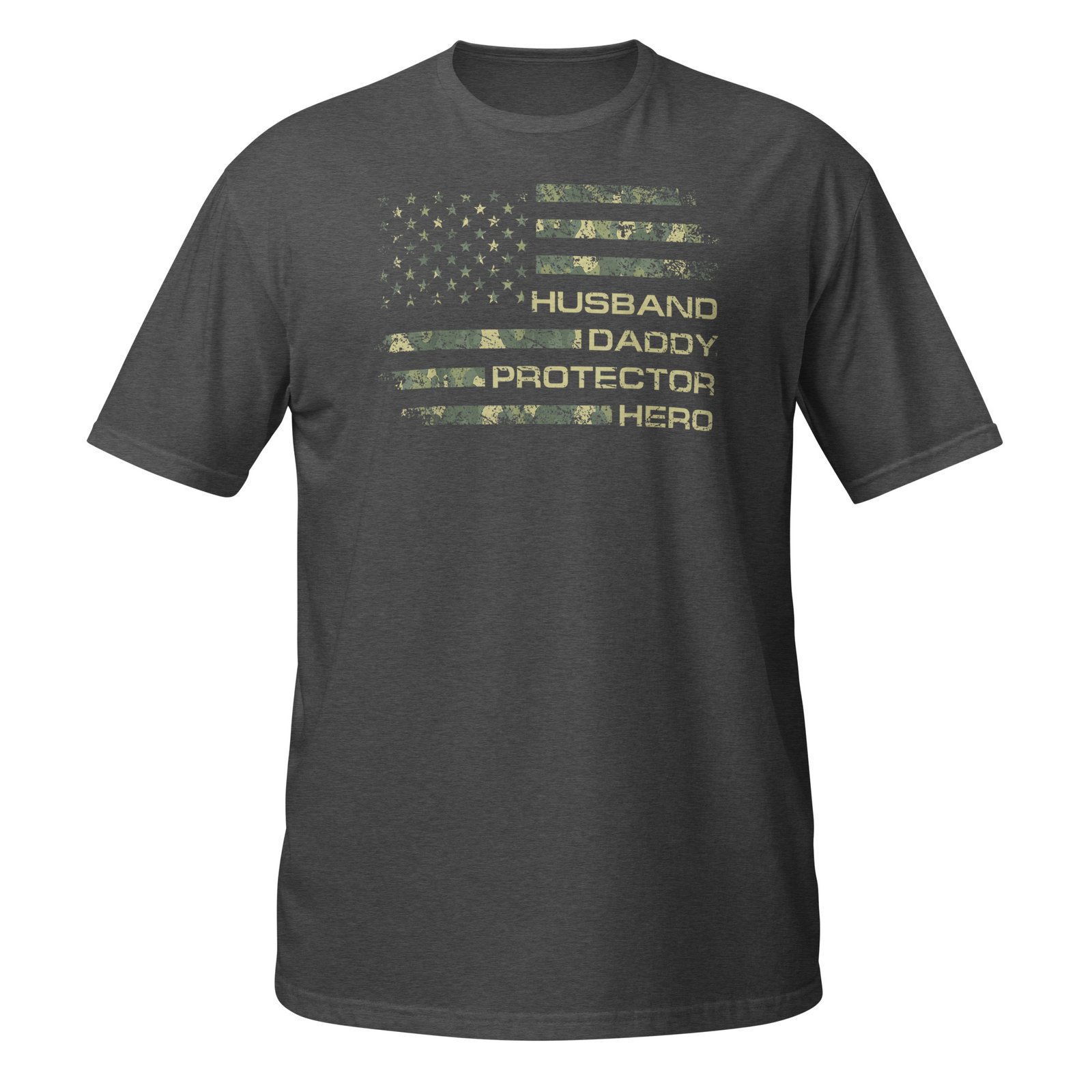 Husband Daddy Protector Hero Camo Flag Men Patriotic T-Shirt - Image 8