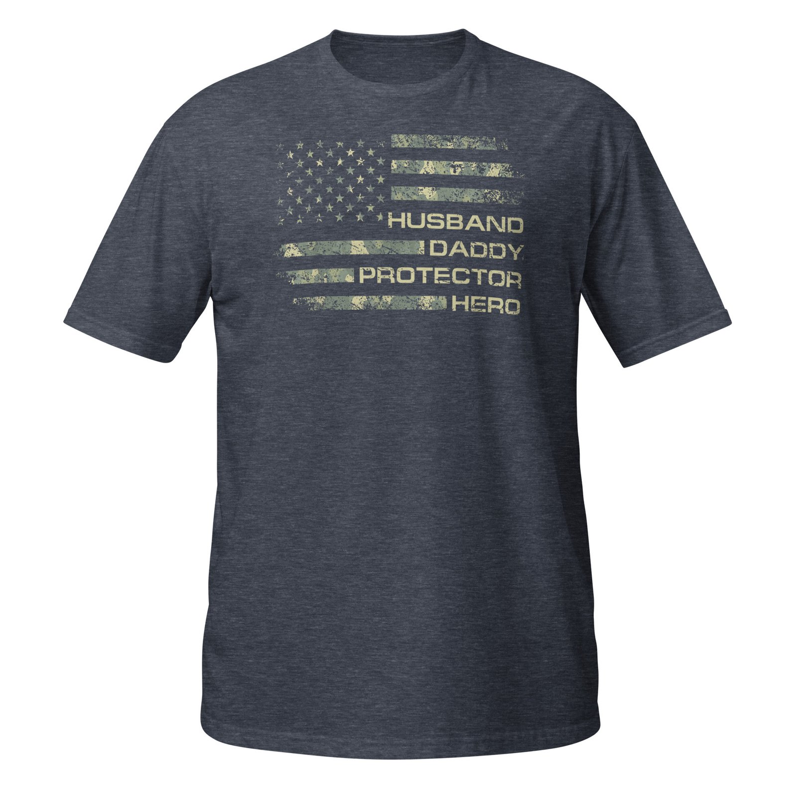 Husband Daddy Protector Hero Camo Flag Men Patriotic T-Shirt - Image 6